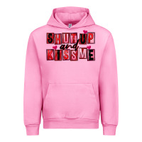 Fuchsia Pink Shut up and kiss me Urban Hoodie - FaDigitalArtStudio