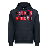 Navy Shut up and kiss me Urban Hoodie - FaDigitalArtStudio