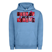 Pigment Pebble Blue Shut up and kiss me Urban Hoodie - FaDigitalArtStudio