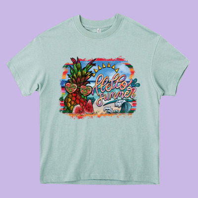Hello Summer Heavy Core Tee Designed By Sublimationcraftshop