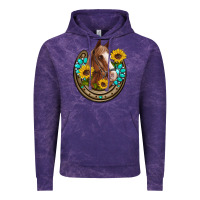 Cloud Purple western horseshoe horse sunflowers gemstone Vintage Hoodie - Artiststas