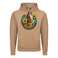 Western Horseshoe Horse Sunflowers Gemstone Vintage Hoodie | Teevron
