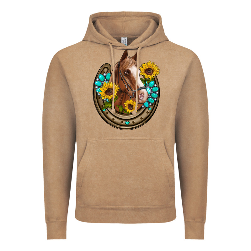 Western Horseshoe Horse Sunflowers Gemstone Vintage Hoodie by Artiststas | Teevron