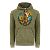Vintage Olive western horseshoe horse sunflowers gemstone Vintage Hoodie - Artiststas