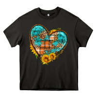 Asphalt fall pattern heart with sunflower Heavy Core Tee - HRA Design Shop