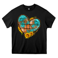 Black fall pattern heart with sunflower Heavy Core Tee - HRA Design Shop