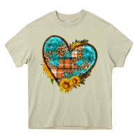 Mossy fall pattern heart with sunflower Heavy Core Tee - HRA Design Shop