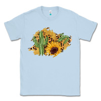 Dusty Blue cactus leopard sunflower glitter  patch Classic Tee - AdoDesignShop