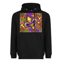 Black Mardi Gras fleur de lis Heavyweight Hoodie - NancyCooperArtShop