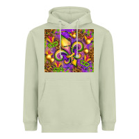 Matcha Mardi Gras fleur de lis Heavyweight Hoodie - NancyCooperArtShop