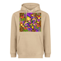 Mushroom Mardi Gras fleur de lis Heavyweight Hoodie - NancyCooperArtShop
