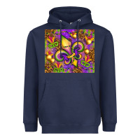 Navy Mardi Gras fleur de lis Heavyweight Hoodie - NancyCooperArtShop