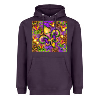 Plum Mardi Gras fleur de lis Heavyweight Hoodie - NancyCooperArtShop