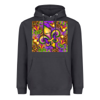 Smoke Mardi Gras fleur de lis Heavyweight Hoodie - NancyCooperArtShop