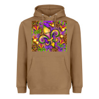 Toasted Coconut Mardi Gras fleur de lis Heavyweight Hoodie - NancyCooperArtShop