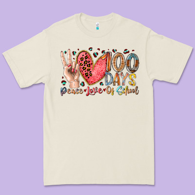 Peace Love 100 Days Of School Premium Tee Designed By Racoondesign
