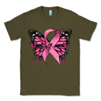 Army Green breast cancer ribbon  butterfly Classic Tee - MaliasSmallBusiness