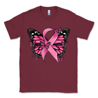 Burgundy breast cancer ribbon  butterfly Classic Tee - MaliasSmallBusiness