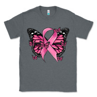 Charcoal Heather breast cancer ribbon  butterfly Classic Tee - MaliasSmallBusiness
