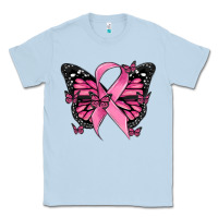 Dusty Blue breast cancer ribbon  butterfly Classic Tee - MaliasSmallBusiness