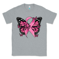 Heather Grey breast cancer ribbon  butterfly Classic Tee - MaliasSmallBusiness