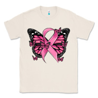Natural breast cancer ribbon  butterfly Classic Tee - MaliasSmallBusiness
