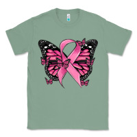 Sage breast cancer ribbon  butterfly Classic Tee - MaliasSmallBusiness