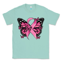 Seafoam breast cancer ribbon  butterfly Classic Tee - MaliasSmallBusiness