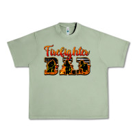 Oil Green American Flag Firefighter Dad Urban Heavy Tee - LillyAllenDesigns