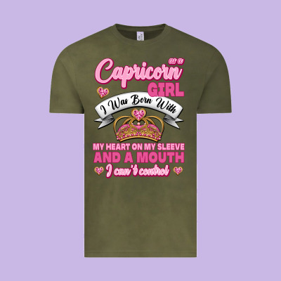As A Capricorn Girl I Was Born With My Heart On My Sleeve And A Mouth Vintage Tee Designed By Jasminsmagicworld