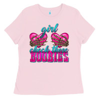 Bubblegum Pink Girl Check Those Boobies Ladies Tee - texasbilliewilder