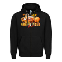Black happy fall y'all Zipper Hoodie - LillyAllenDesigns