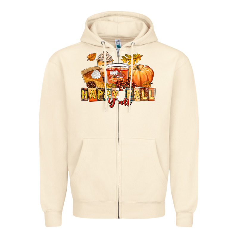 Happy Fall Y'all Zipper Hoodie by LillyAllenDesigns | Teevron
