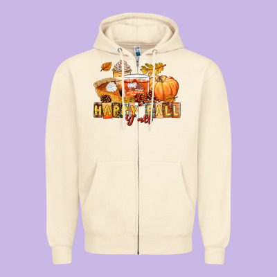 Happy Fall Y'all Zipper Hoodie Designed By Lillyallendesigns