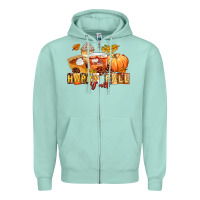 Seafoam happy fall y'all Zipper Hoodie - LillyAllenDesigns