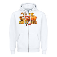 White happy fall y'all Zipper Hoodie - LillyAllenDesigns