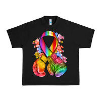 Black all color ribbon with boxing gloves Urban Heavy Tee - NancyCooperArtShop