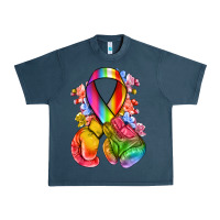 Midnight Navy all color ribbon with boxing gloves Urban Heavy Tee - NancyCooperArtShop