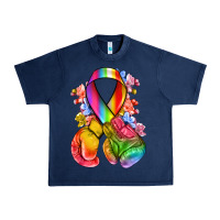 Navy all color ribbon with boxing gloves Urban Heavy Tee - NancyCooperArtShop
