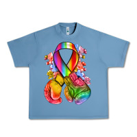 Pebble Blue all color ribbon with boxing gloves Urban Heavy Tee - NancyCooperArtShop