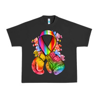 Pigment Black all color ribbon with boxing gloves Urban Heavy Tee - NancyCooperArtShop