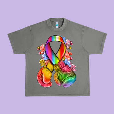 All Color Ribbon With Boxing Gloves Urban Heavy Tee Designed By Nancycooperartshop