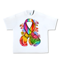 White all color ribbon with boxing gloves Urban Heavy Tee - NancyCooperArtShop