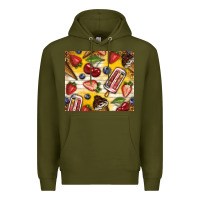 Army Green summer ice cream with fruits Premium Hoodie - TumblerDesignByShophia