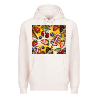Pale Pink summer ice cream with fruits Premium Hoodie - TumblerDesignByShophia