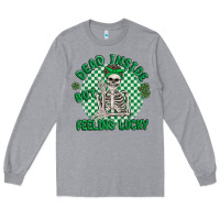 Heather Grey dead inside but feeling lucky Long Sleeve Tee - MaliasSmallBusiness