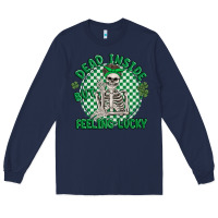 Navy dead inside but feeling lucky Long Sleeve Tee - MaliasSmallBusiness