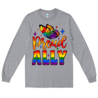 Heather Grey proud ally Long Sleeve Tee - JahusDesignShop