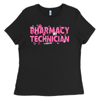 Black Breast Cancer Pharmacy Technician Ladies Tee - texasbilliewilder