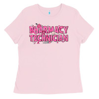 Bubblegum Pink Breast Cancer Pharmacy Technician Ladies Tee - texasbilliewilder